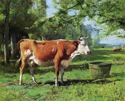 La-vache-à-l'abreuvoir